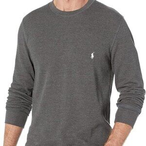 POLO RALPH Lauren Waffle Long Sleeve Crew in Charcoal Grey Size Large